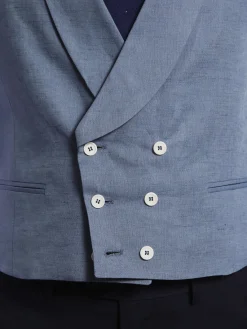 Silbon Formal Y Etiqueta·Chalecos-Chaleco chaque cuello redondo pizarra Azul