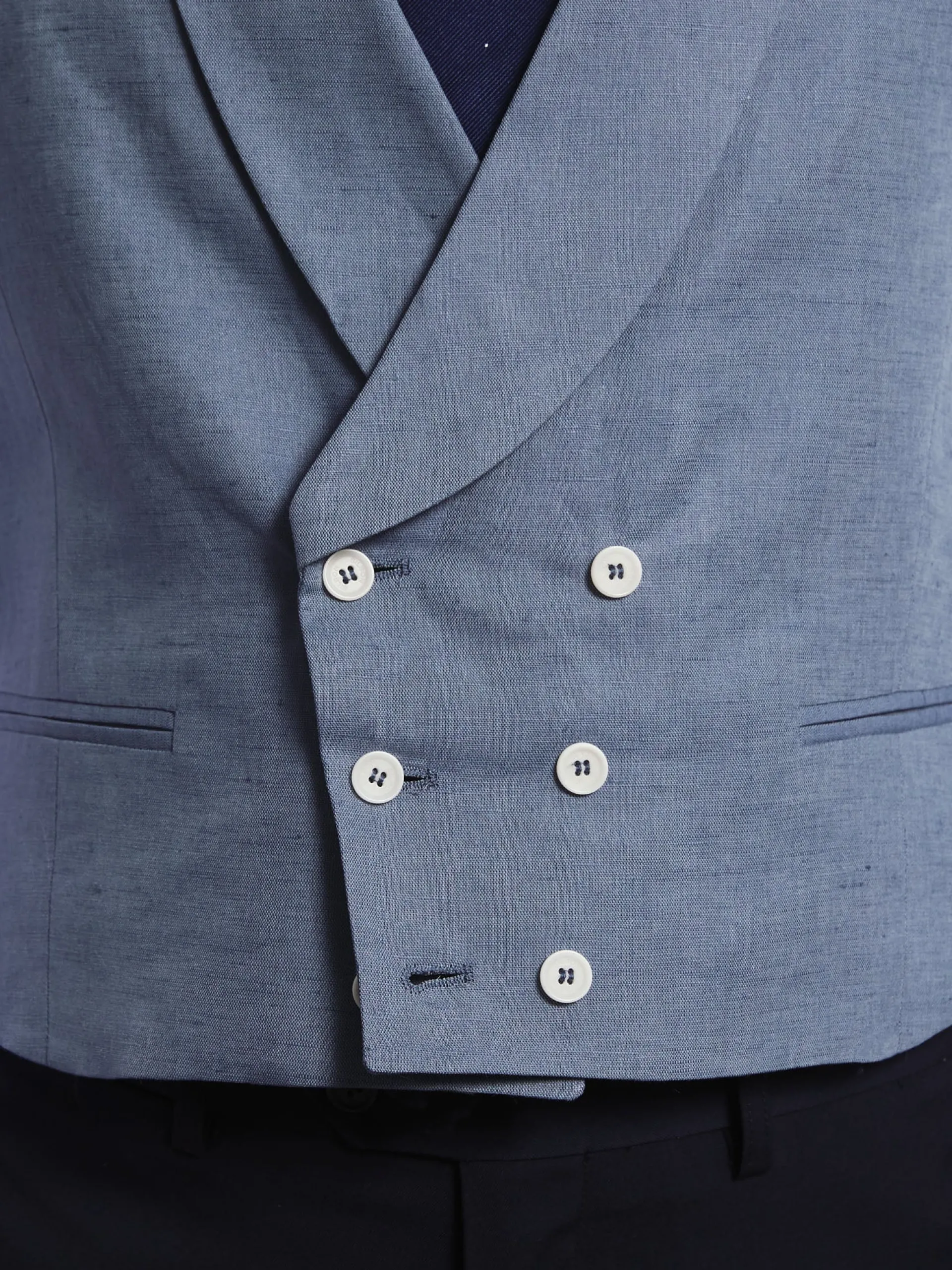 Silbon Formal Y Etiqueta·Chalecos-Chaleco chaque cuello redondo pizarra Azul