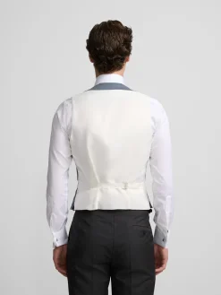 Silbon Formal Y Etiqueta·Chalecos-Chaleco chaque cuello redondo pizarra Azul