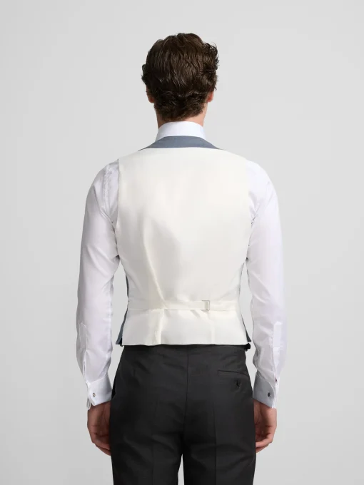 Silbon Formal Y Etiqueta·Chalecos-Chaleco chaque cuello redondo pizarra Azul