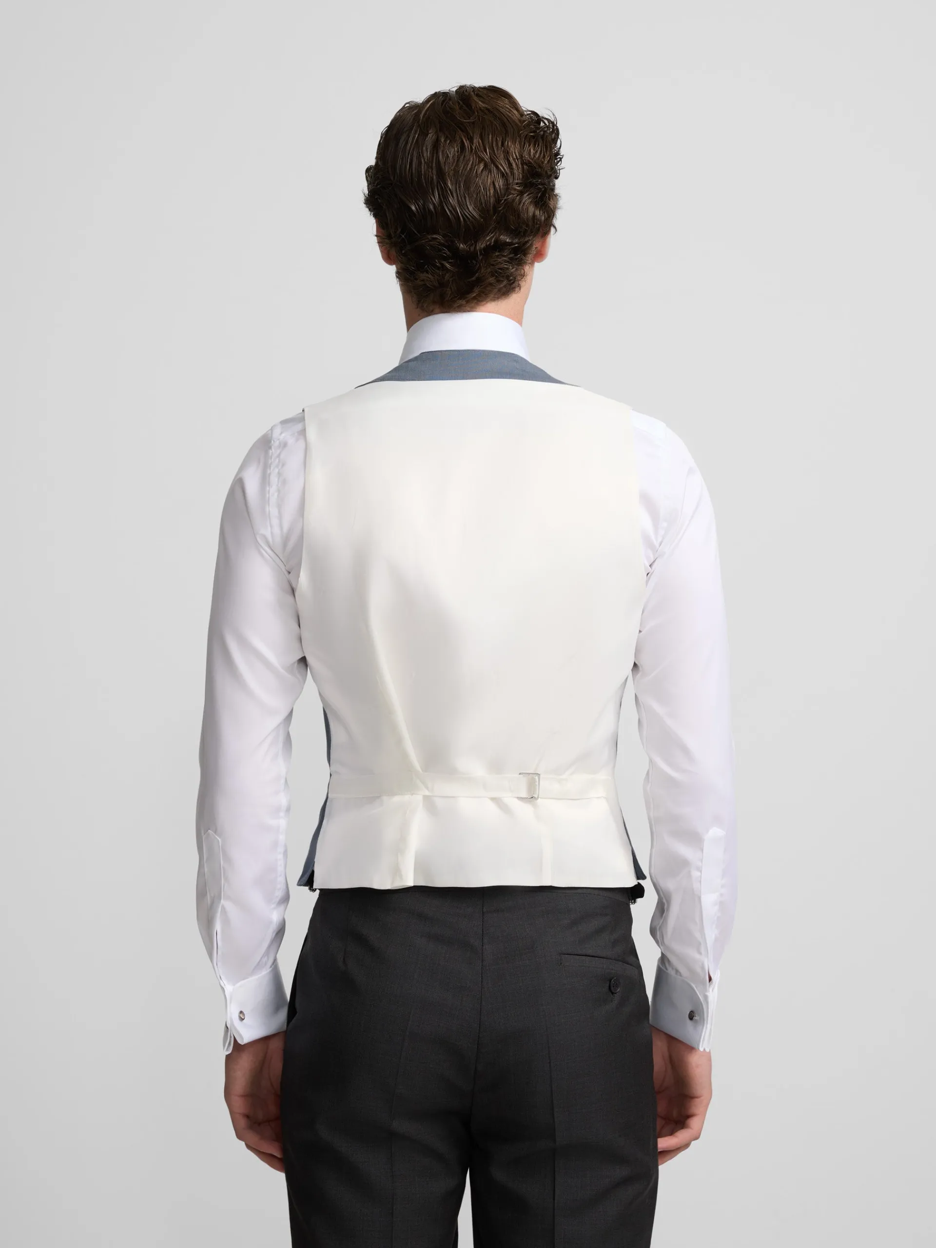 Silbon Formal Y Etiqueta·Chalecos-Chaleco chaque cuello redondo pizarra Azul