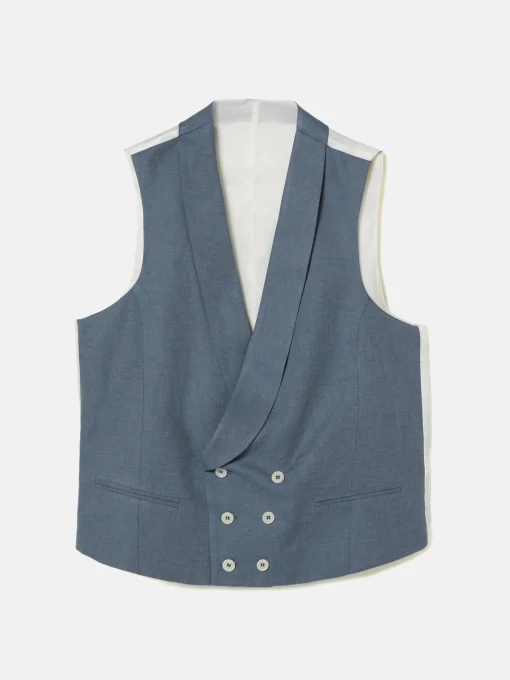 Silbon Formal Y Etiqueta·Chalecos-Chaleco chaque cuello redondo pizarra Azul
