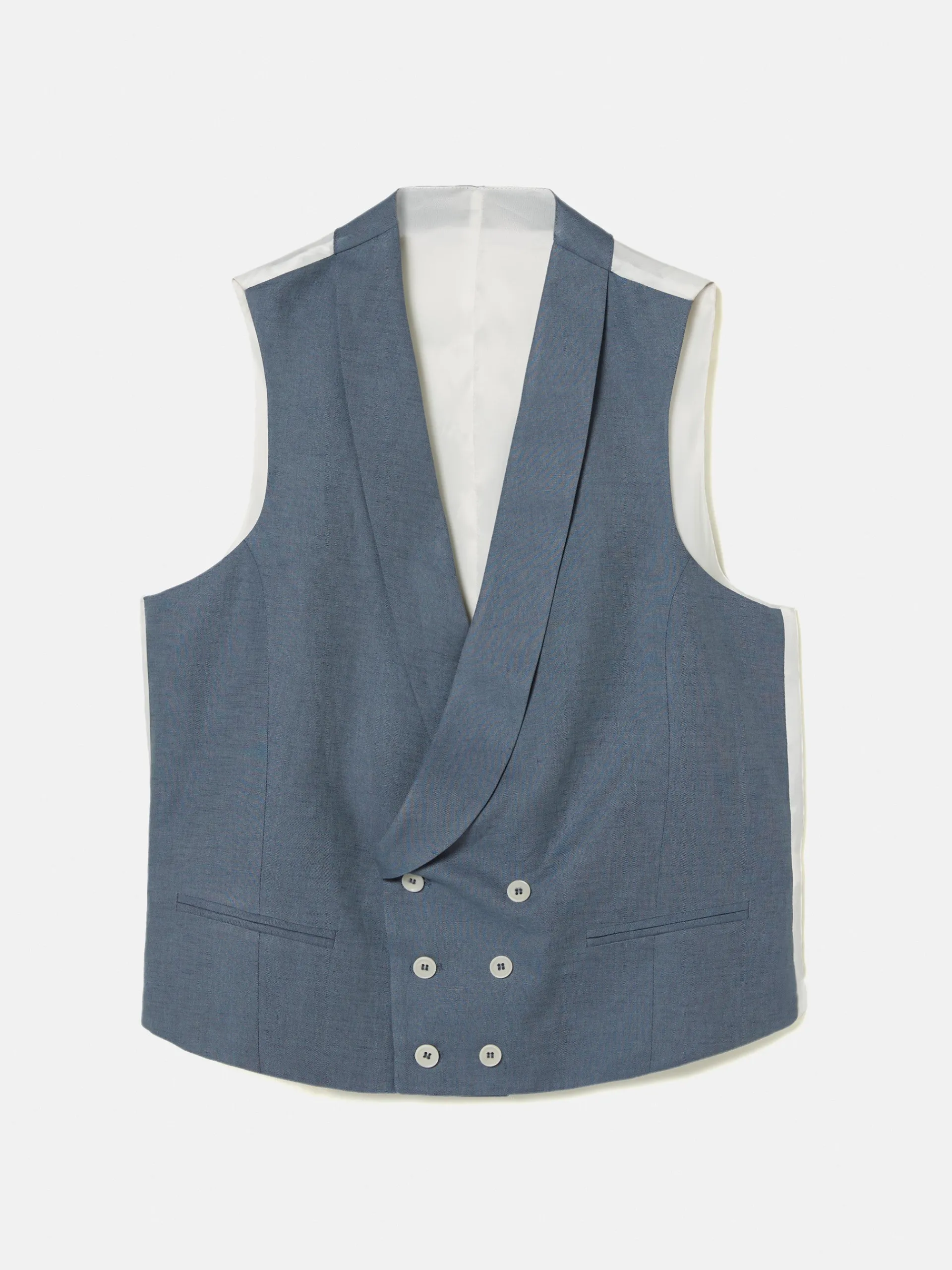 Silbon Formal Y Etiqueta·Chalecos-Chaleco chaque cuello redondo pizarra Azul