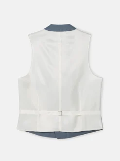 Silbon Formal Y Etiqueta·Chalecos-Chaleco chaque cuello redondo pizarra Azul