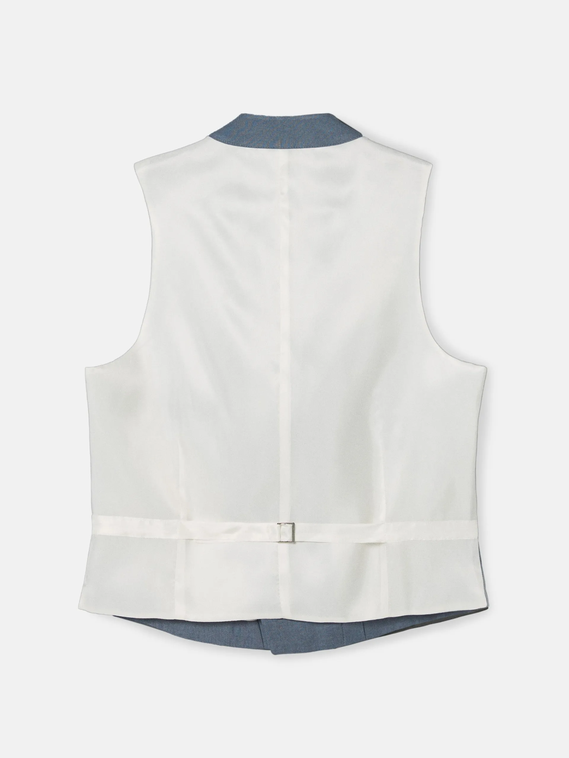 Silbon Formal Y Etiqueta·Chalecos-Chaleco chaque cuello redondo pizarra Azul