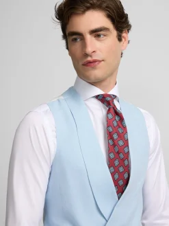 Silbon Formal Y Etiqueta·Chalecos-Chaleco chaque cuello redondo Celeste