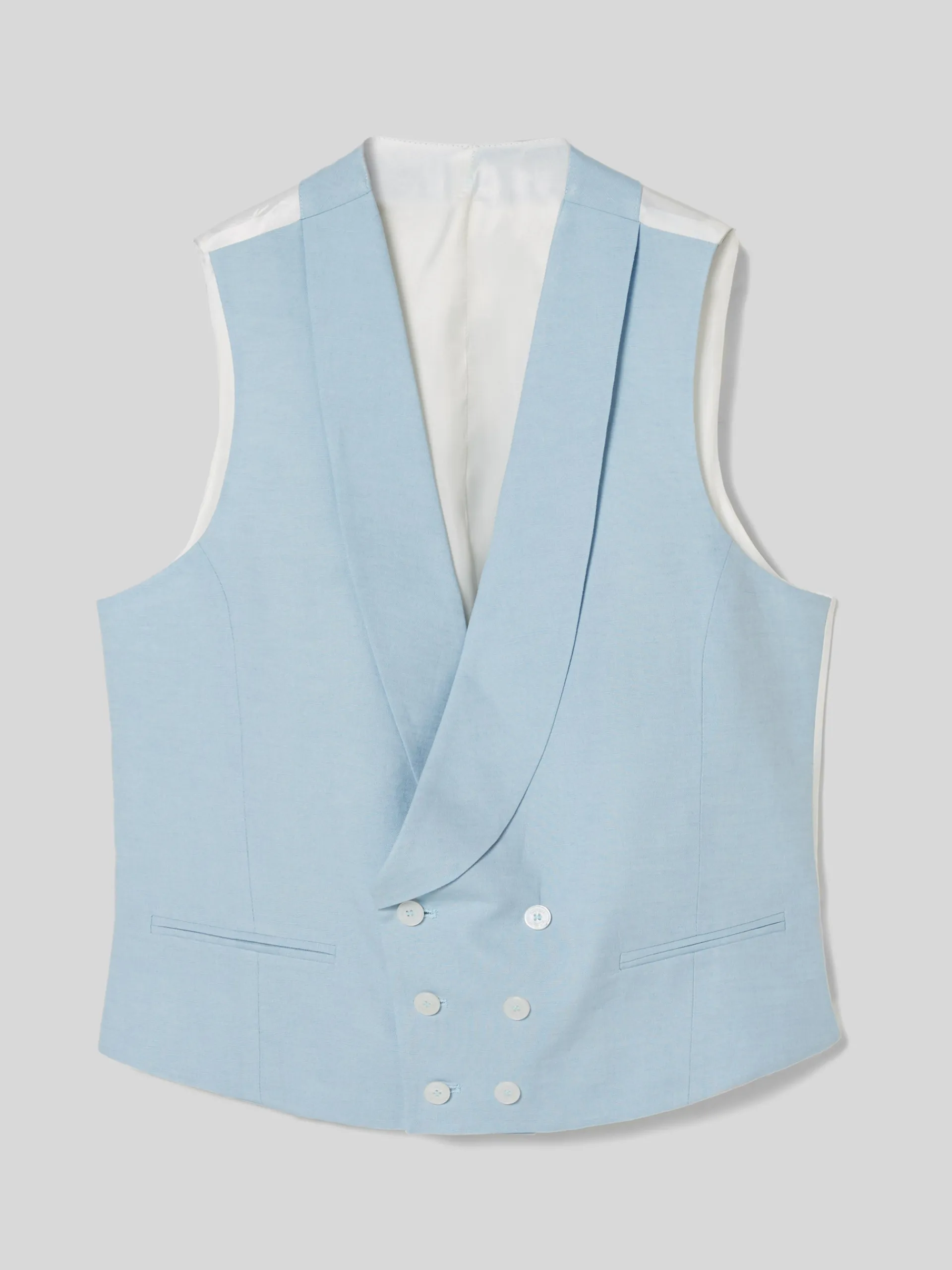 Silbon Formal Y Etiqueta·Chalecos-Chaleco chaque cuello redondo Celeste