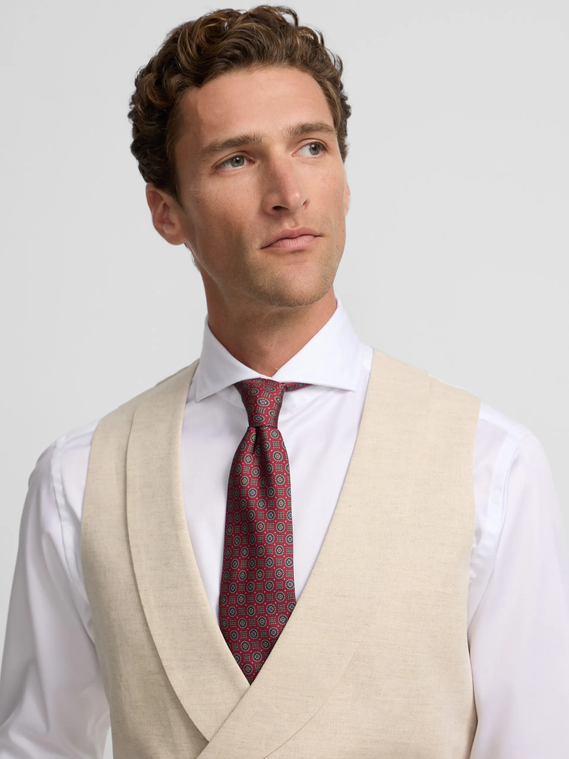 Silbon Formal Y Etiqueta·Chalecos-Chaleco chaque cuello redondo tierra Arena