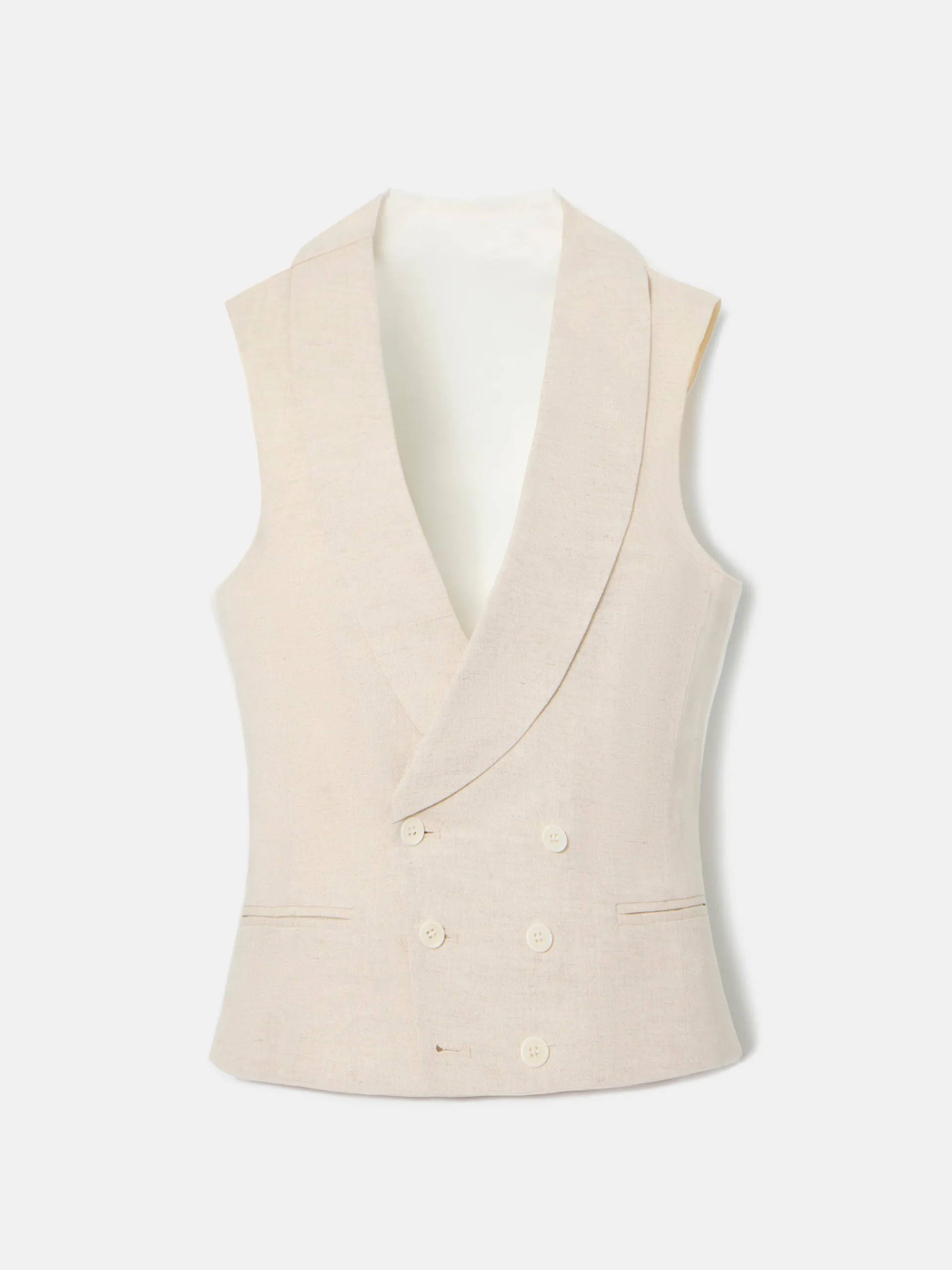 Silbon Formal Y Etiqueta·Chalecos-Chaleco chaque cuello redondo tierra Arena