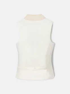 Silbon Formal Y Etiqueta·Chalecos-Chaleco chaque cuello redondo tierra Arena