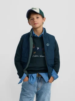 Silbon Abrigos Y Exterior-Chaleco kids reversible verde marino Azul&nbsp;marino