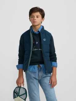 Silbon Abrigos Y Exterior-Chaleco kids reversible verde marino Azul&nbsp;marino