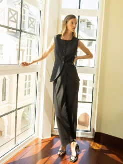 Silbon Trajes|Chalecos-Chaleco largo cuadros grises y burdeos Grises y burdeos