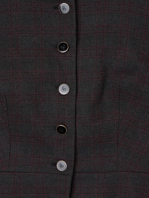 Silbon Trajes|Chalecos-Chaleco largo cuadros grises y burdeos Grises y burdeos