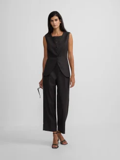 Silbon Trajes|Chalecos-Chaleco largo cuadros grises y burdeos Grises y burdeos