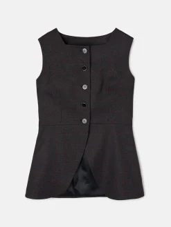 Silbon Trajes|Chalecos-Chaleco largo cuadros grises y burdeos Grises y burdeos