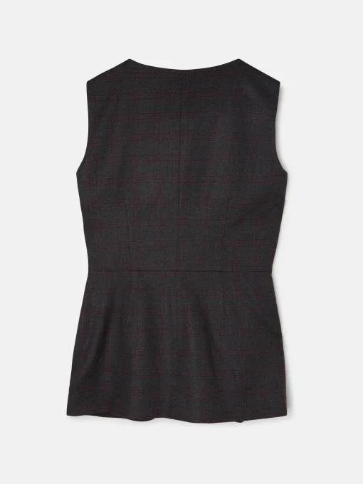 Silbon Trajes|Chalecos-Chaleco largo cuadros grises y burdeos Grises y burdeos