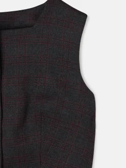 Silbon Trajes|Chalecos-Chaleco largo cuadros grises y burdeos Grises y burdeos