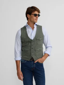 Silbon Formal Y Etiqueta·Chalecos|Smart Casual·Abrigos Y Cazadoras-Chaleco multibolsillos Verde