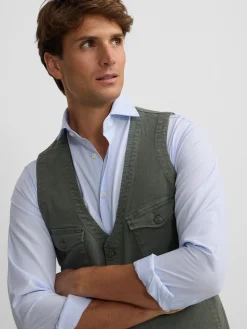 Silbon Formal Y Etiqueta·Chalecos|Smart Casual·Abrigos Y Cazadoras-Chaleco multibolsillos Verde