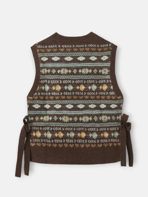 Silbon Chalecos|Punto-Chaleco punto lazada jacquard marron Azul