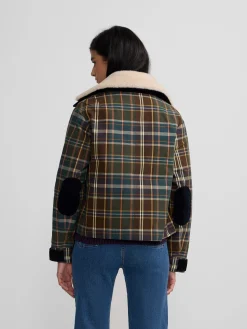 Silbon Abrigos Y Exterior-Chaqueta encerada borrego cuadros s Verde