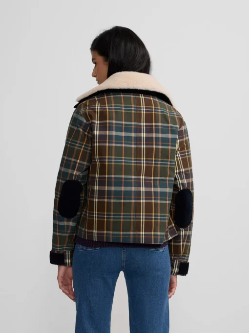 Silbon Abrigos Y Exterior-Chaqueta encerada borrego cuadros s Verde