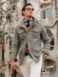 Silbon Smart Casual·Abrigos Y Cazadoras-Chaqueta militar parches dye Verde