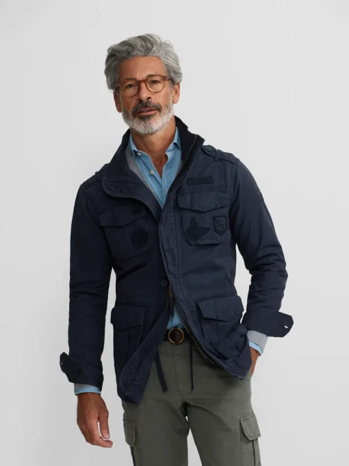 Silbon Smart Casual·Abrigos Y Cazadoras-Chaqueta militar parches dye azul marino Azul marino