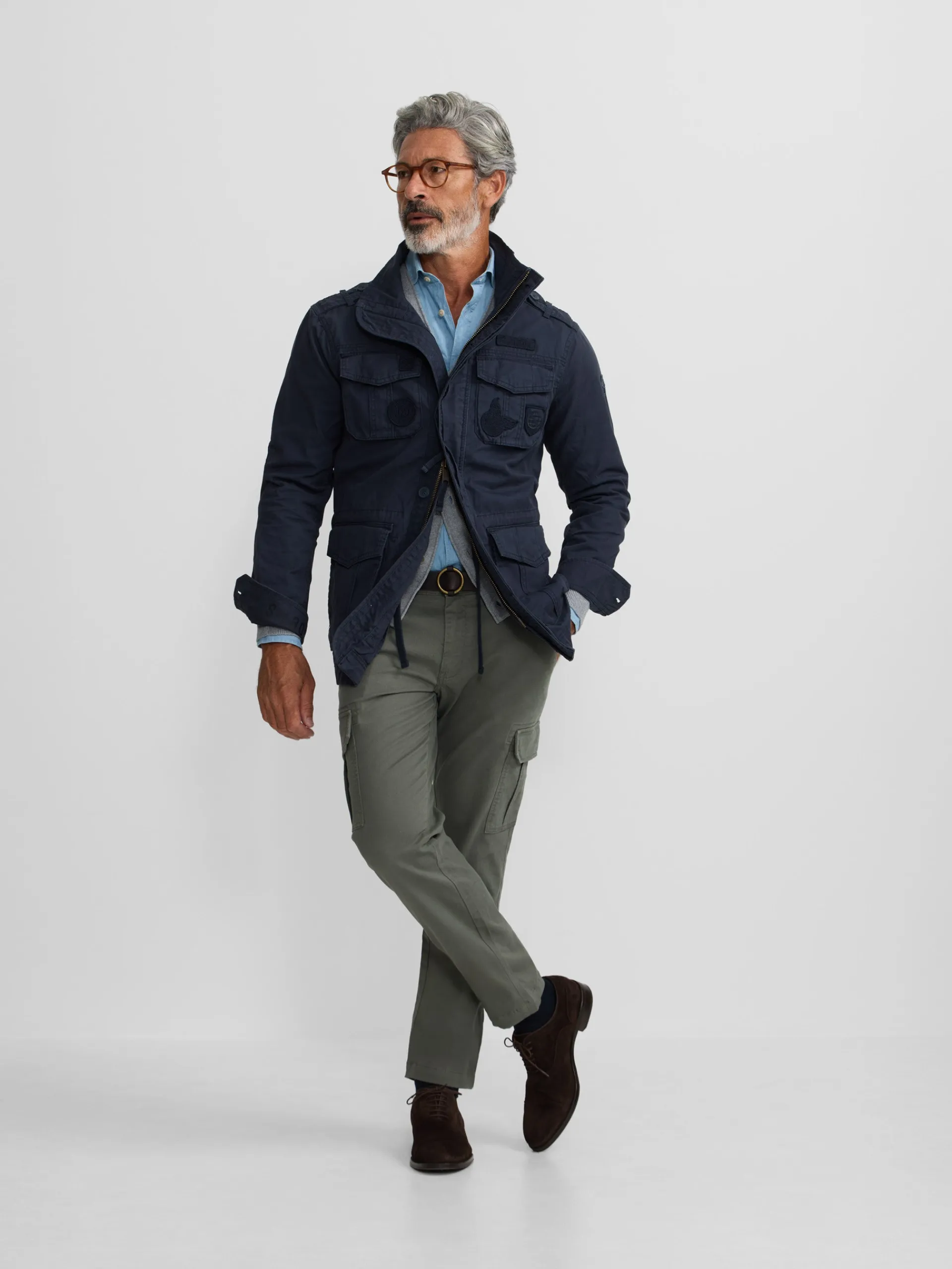 Silbon Smart Casual·Abrigos Y Cazadoras-Chaqueta militar parches dye azul marino Azul marino