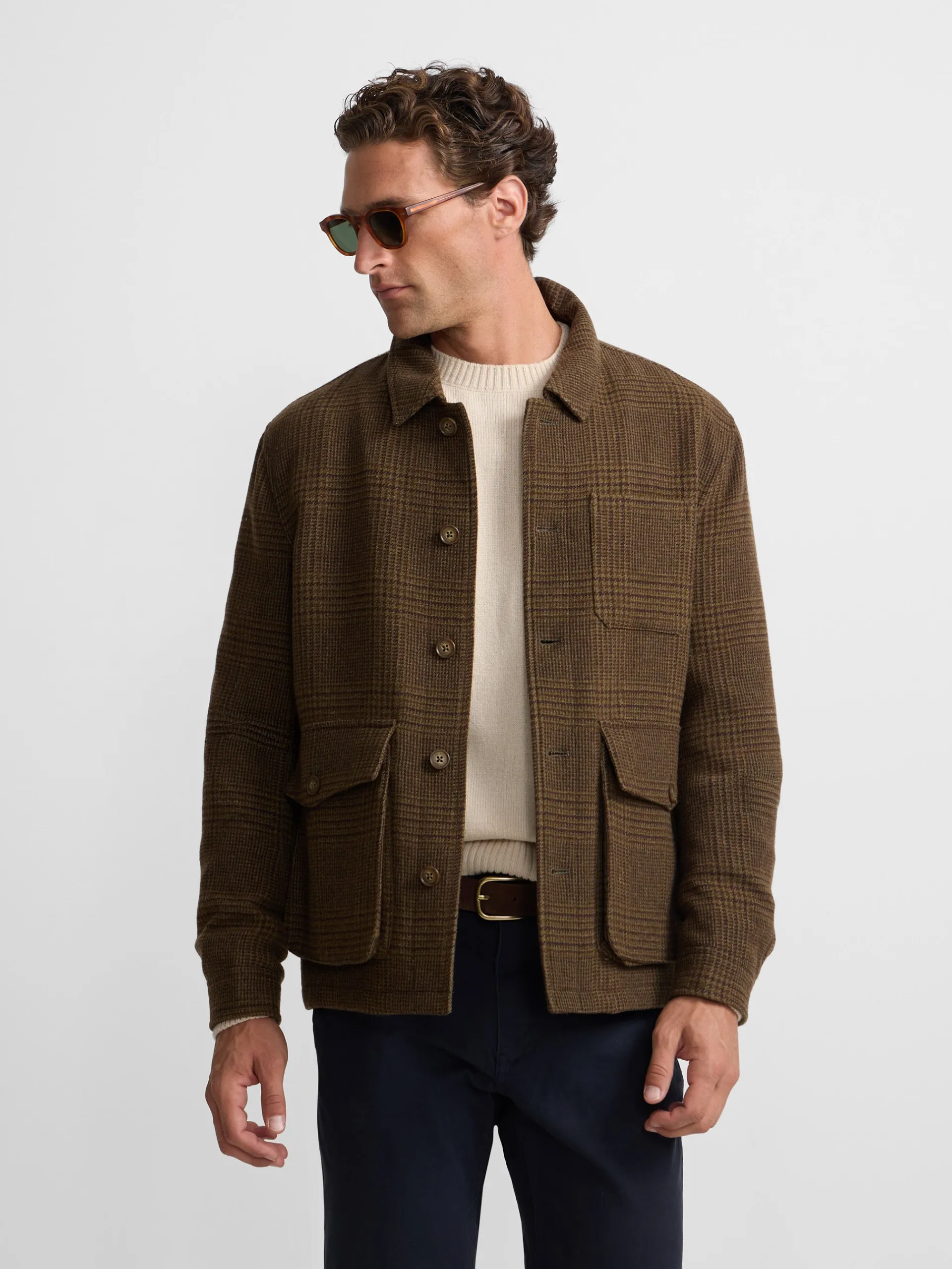 Silbon Smart Casual·Abrigos Y Cazadoras-Chaqueta principe de gales bolsillos Marron