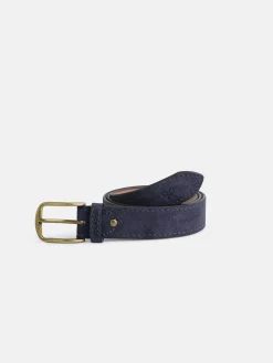 Silbon Pequeña Marroquinería·Cinturones, Tirantes Y Gemelos-Cinturon piel ante pespunte azul indigo Azul indigo