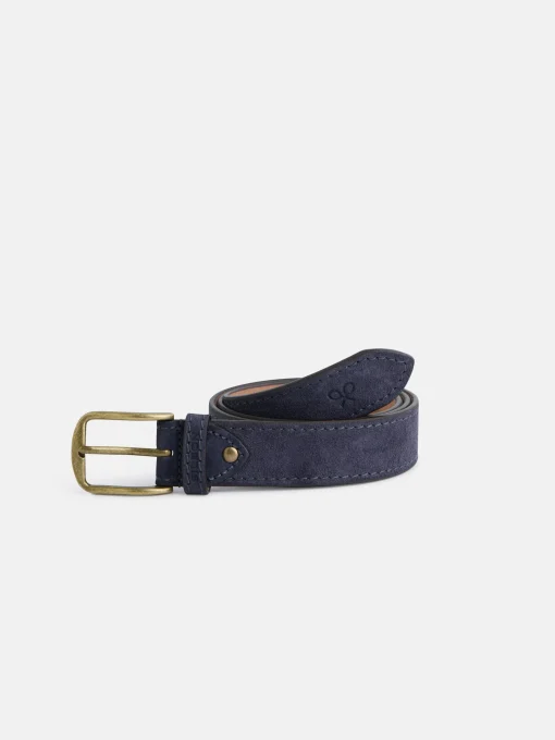 Silbon Pequeña Marroquinería·Cinturones, Tirantes Y Gemelos-Cinturon piel ante pespunte azul indigo Azul indigo