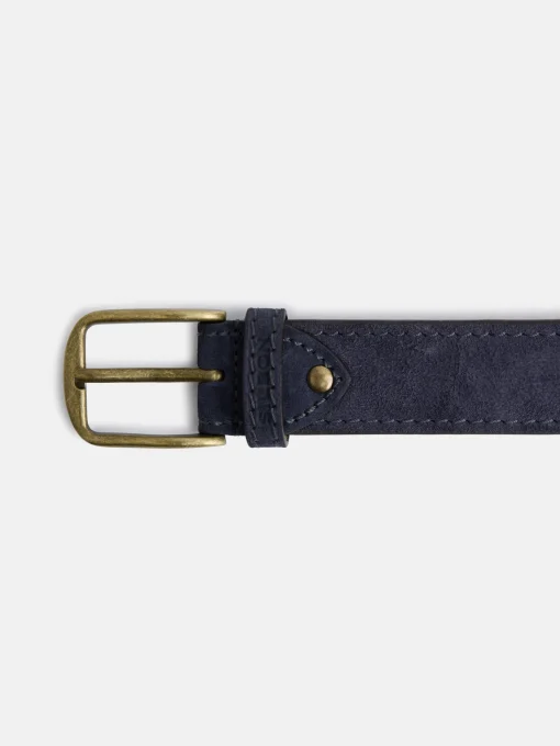 Silbon Pequeña Marroquinería·Cinturones, Tirantes Y Gemelos-Cinturon piel ante pespunte azul indigo Azul indigo