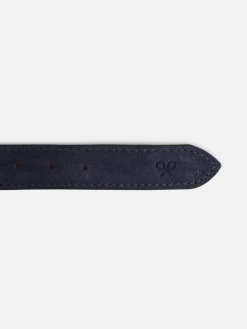 Silbon Pequeña Marroquinería·Cinturones, Tirantes Y Gemelos-Cinturon piel ante pespunte azul indigo Azul indigo
