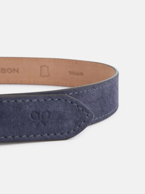 Silbon Pequeña Marroquinería·Cinturones, Tirantes Y Gemelos-Cinturon piel ante pespunte azul indigo Azul indigo