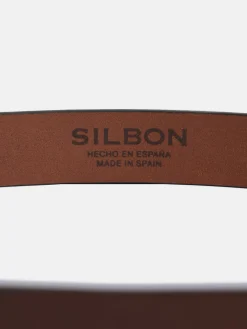 Silbon Pequeña Marroquinería·Cinturones, Tirantes Y Gemelos-Cinturon piel hebilla redonda Marron