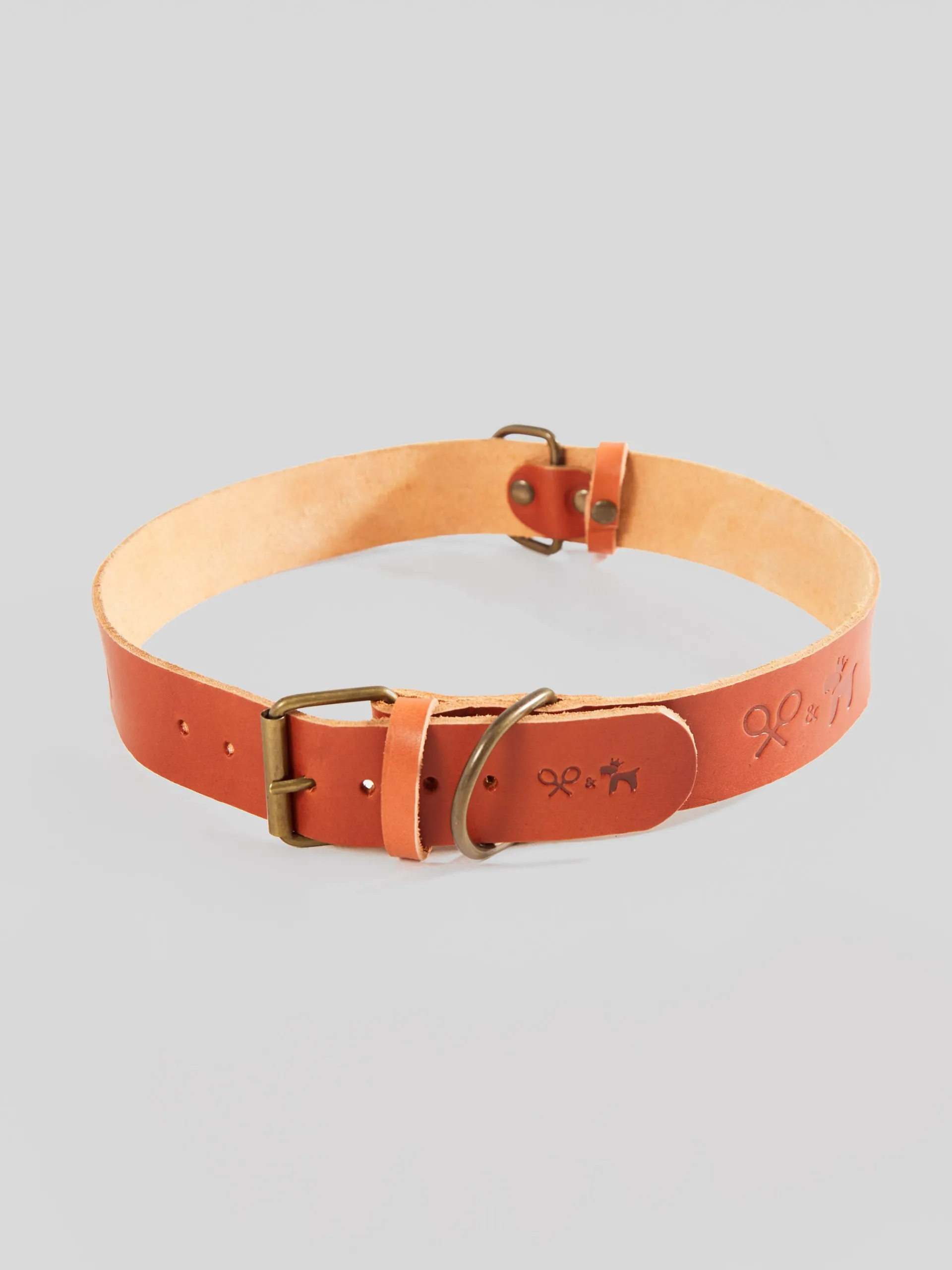 Silbon Mascotas|Hogar·Mascotas-Collar perro xLADRANGAUCHO cuero Marron claro