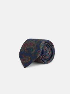 Silbon Accesorios·Corbatas, Pajaritas Y Pañuelos-Corbata estampada pasley azul marino Azul marino