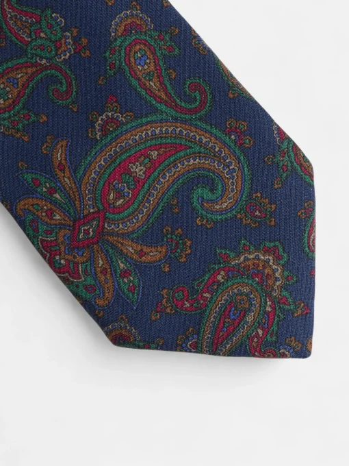 Silbon Accesorios·Corbatas, Pajaritas Y Pañuelos-Corbata estampada pasley azul marino Azul marino