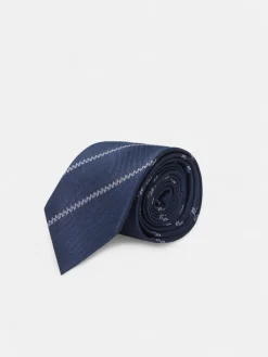 Silbon Accesorios·Corbatas, Pajaritas Y Pañuelos-Corbata motivo franja raquetas azul marino Azul marino