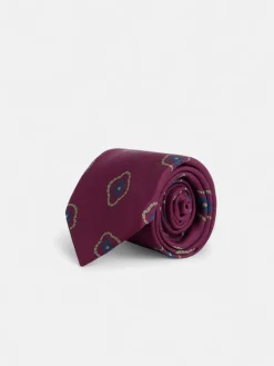 Silbon Accesorios·Corbatas, Pajaritas Y Pañuelos-Corbata motivo irregular geometrico Burdeos