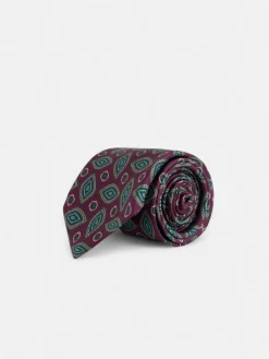 Silbon Accesorios·Corbatas, Pajaritas Y Pañuelos-Corbata vintage motivo ovalado Burdeos