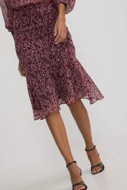 Silbon Vestidos, Monos Y Faldas-Falda midi estampado animal print Burdeos