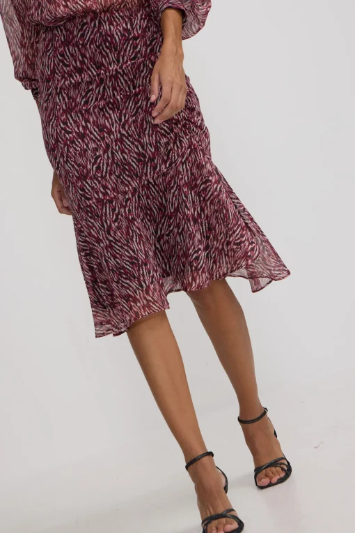 Silbon Vestidos, Monos Y Faldas-Falda midi estampado animal print Burdeos