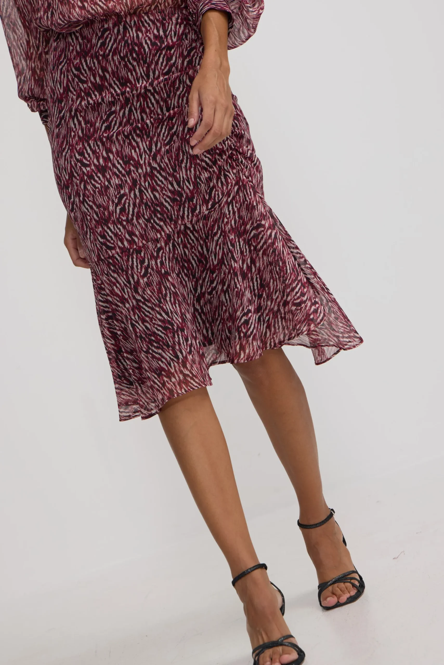 Silbon Vestidos, Monos Y Faldas-Falda midi estampado animal print Burdeos