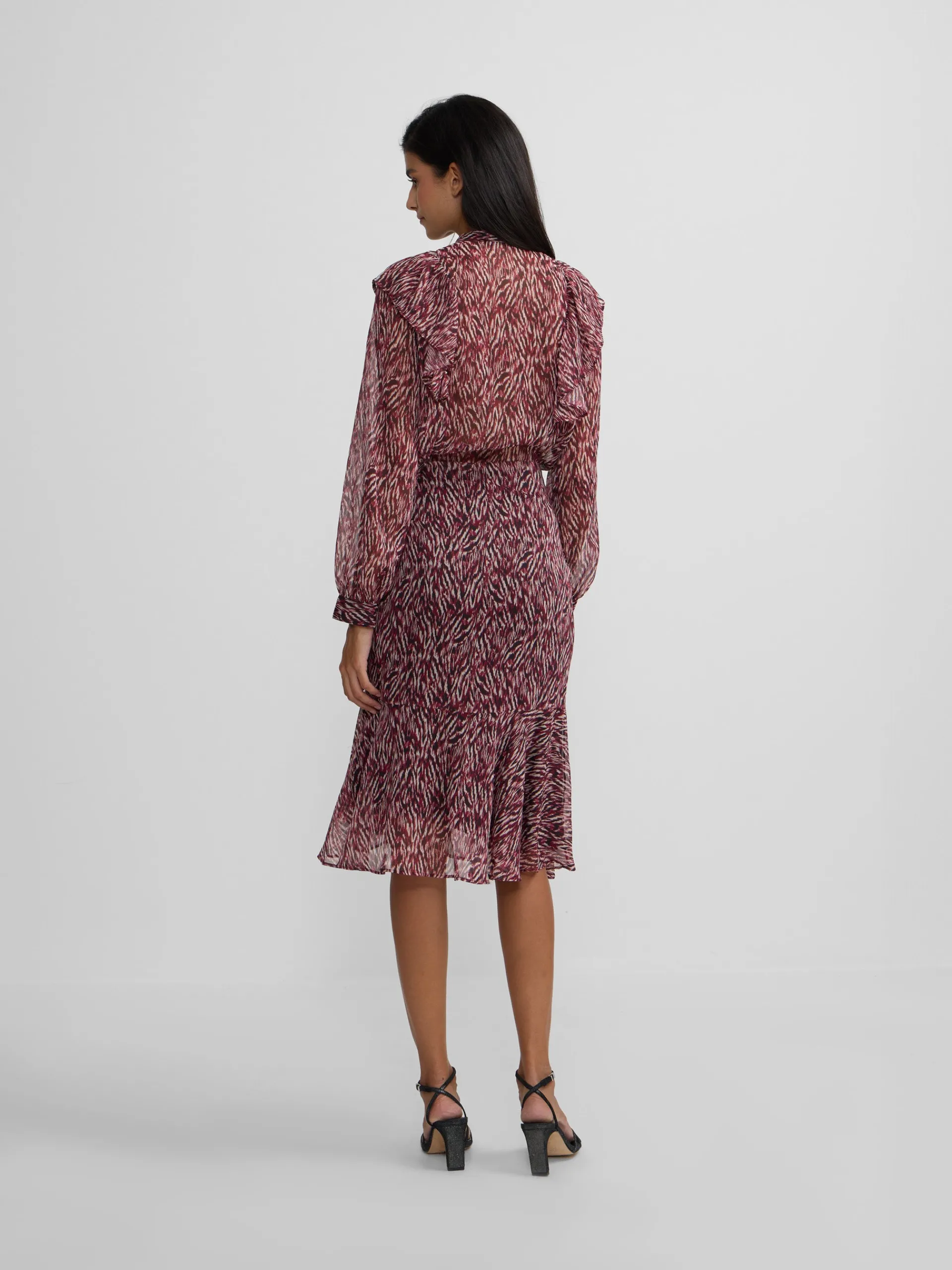 Silbon Vestidos, Monos Y Faldas-Falda midi estampado animal print Burdeos