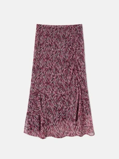 Silbon Vestidos, Monos Y Faldas-Falda midi estampado animal print Burdeos