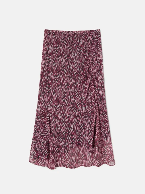Silbon Vestidos, Monos Y Faldas-Falda midi estampado animal print Burdeos