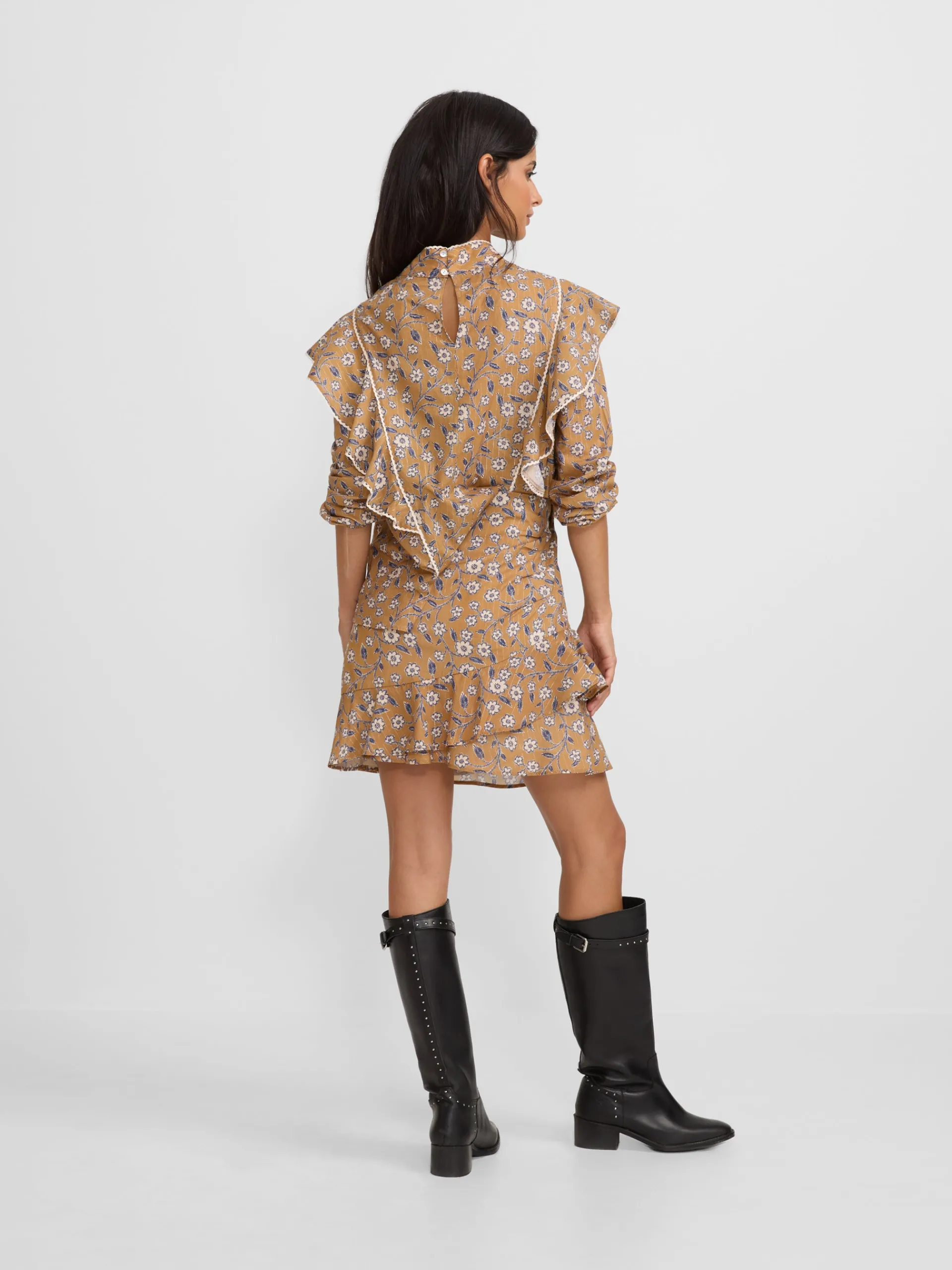 Silbon Vestidos, Monos Y Faldas-Falda mini estampado flores Camel